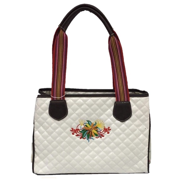 Southern Shine Handbags - Southern Shine | White Floral Quilted Handbag